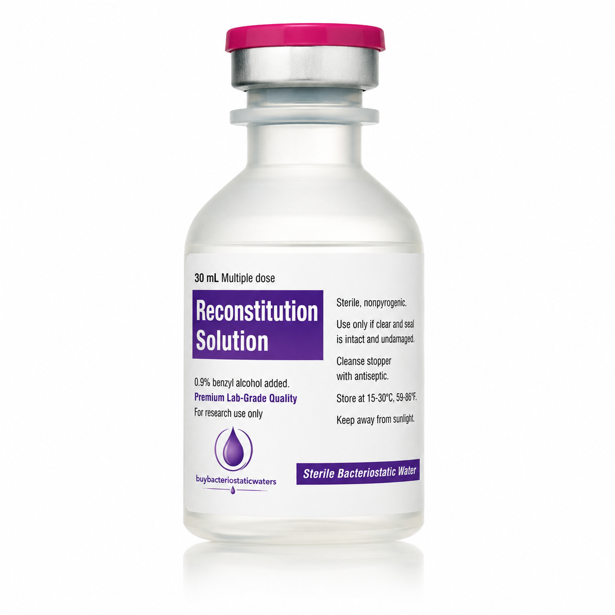 Bacteriostatic Water Plastic Vial– Reconstitution Solution 30mL
